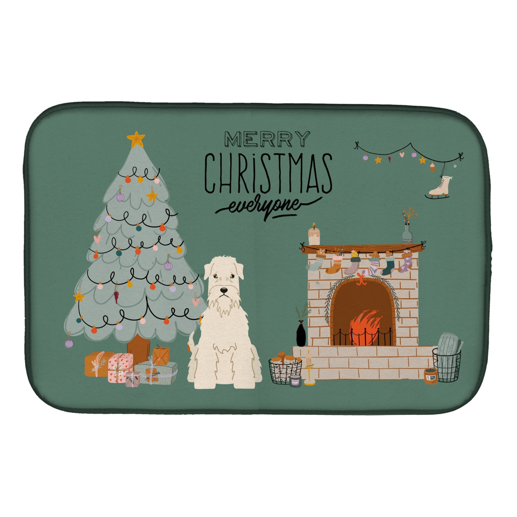 Soft Coated Wheaten Terrier Christmas Everyone Dish Drying Mat